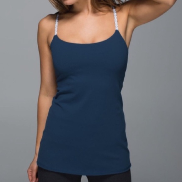 Lululemon Dancing Warrior Tank Poseidon Dottie Dash White Black Size 4 - Picture 2 of 7